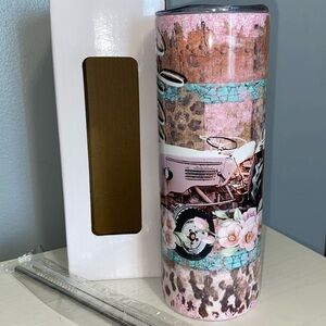 Pink Tractor Farm Wife 20oz Tumbler new w box and stainless reusable straw